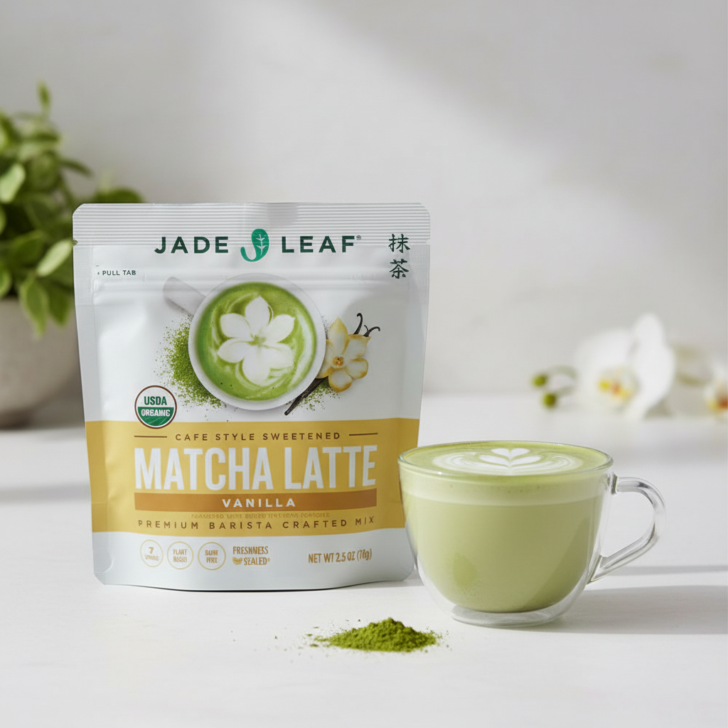 Jade Leaf Matcha Latte Vanilla con vaso