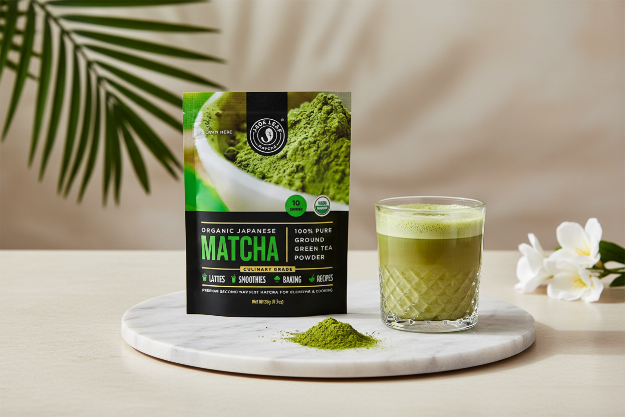 Matcha Pouch con vaso texturizado